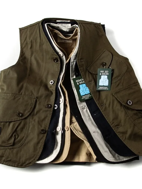 American Style Outdoor Loose Men's Vest Multi-Pocket Workwear Jacket Street Style Casual Shoulder Pad Couple's Outerwear