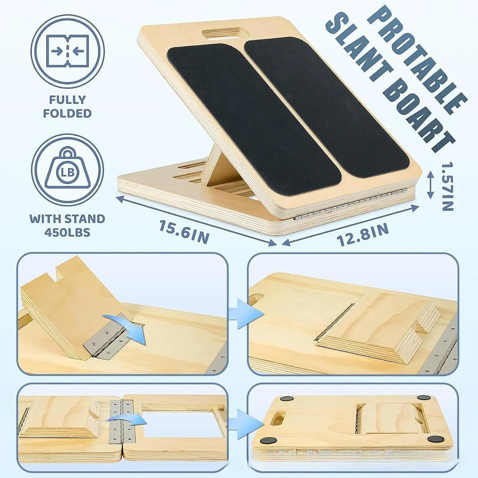 Picture 6: Professional Wooden Stretching Board Slant Board Adjustable Portable Non-slip Calf Stretch Wedge Exercise Equipment Squat Board