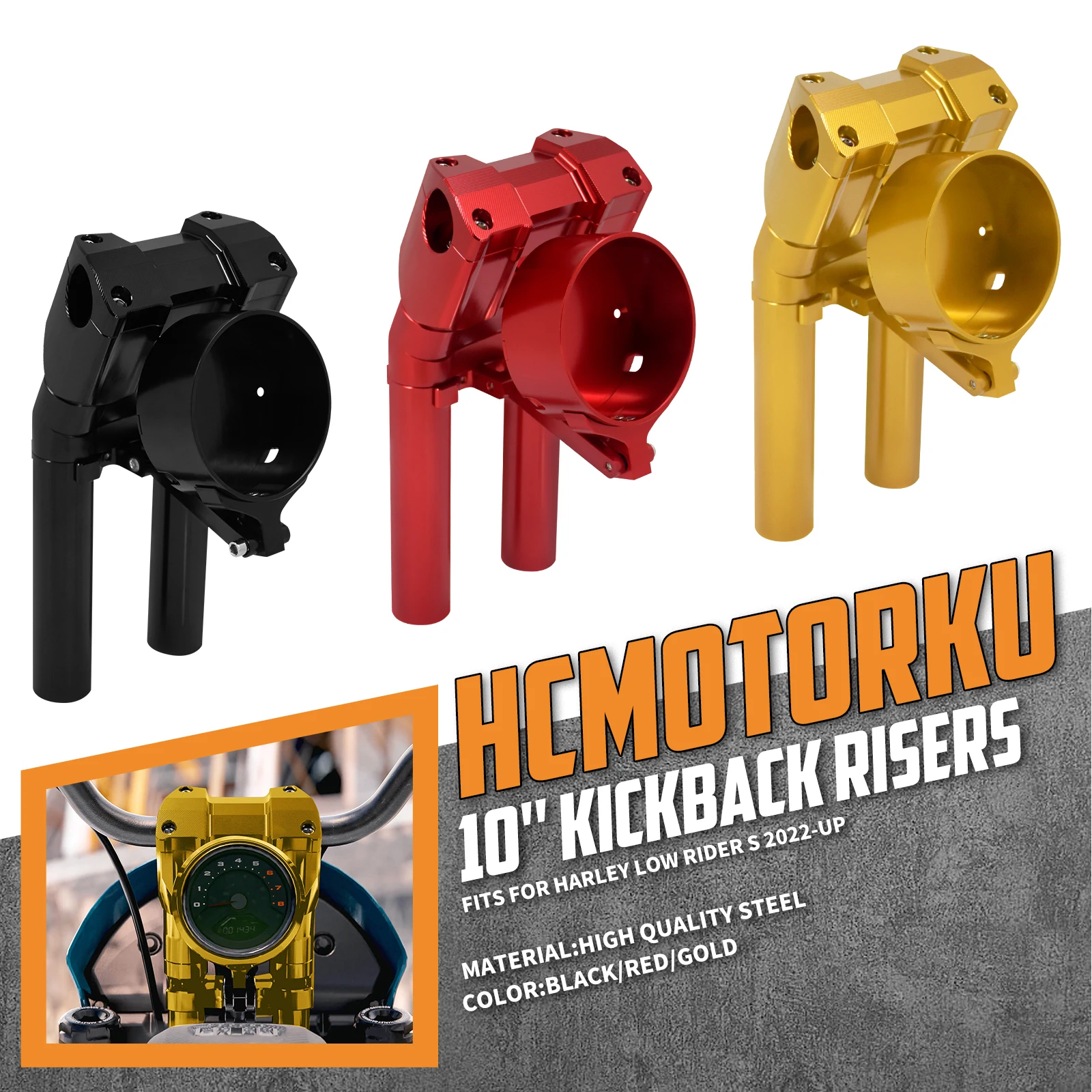 Motorcycle 10'' Adjustable Instrument Handlebar Risers Support Kit Kickback Riser Bracket For Harley Softail 2022-Up