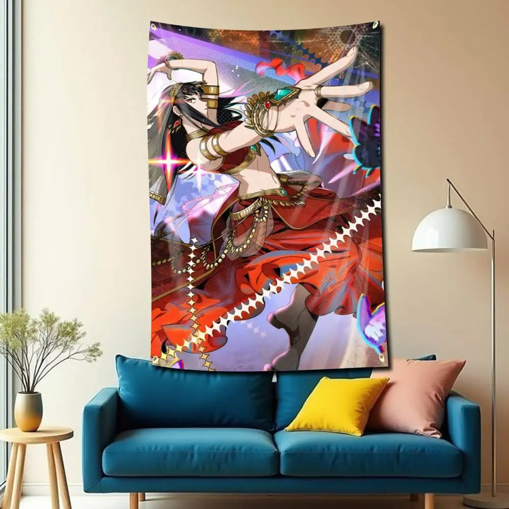 Saw Lady O-Osaragi Sakamoto Days Flag Tapestry Banner for Bedroom Living Room Outdoor Camping Custom Supported