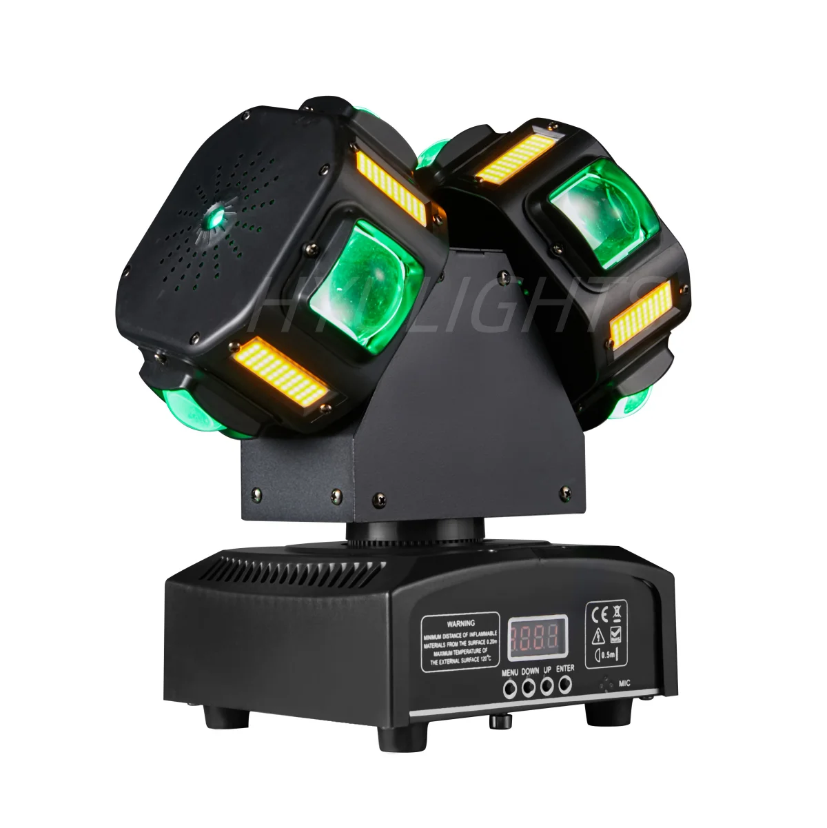 150W Doppelkopf-LED-Beam&Strobe&Laser 3-in-1 Moving Head 8x12W RGBW 8x5W Heller Gold-Rot-Grün-Laser Star DJ-Lichteffekt – Detail 5