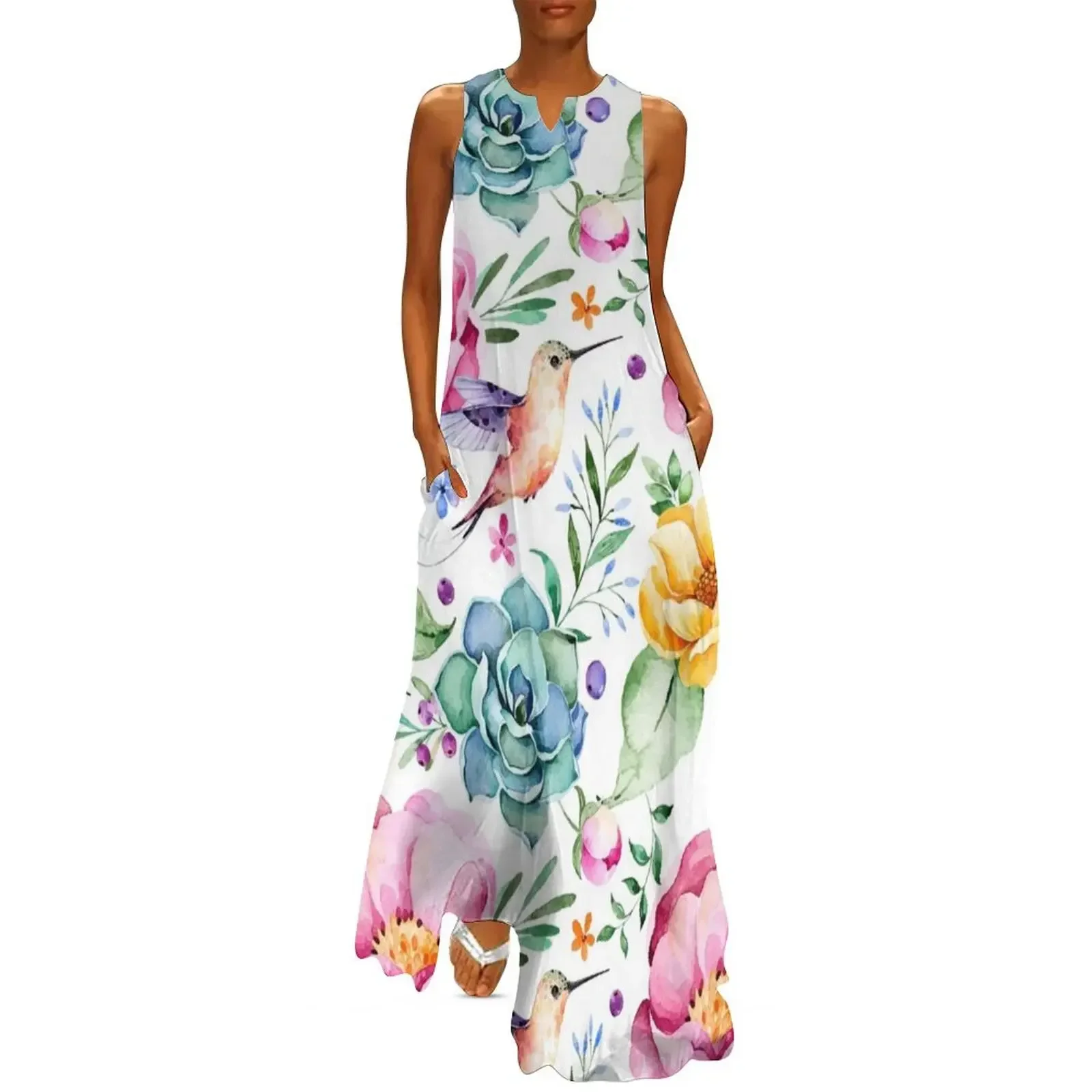 

Humming Bird Pattern Long Dress women's summer clothing 2025 birthday dress dress women summer