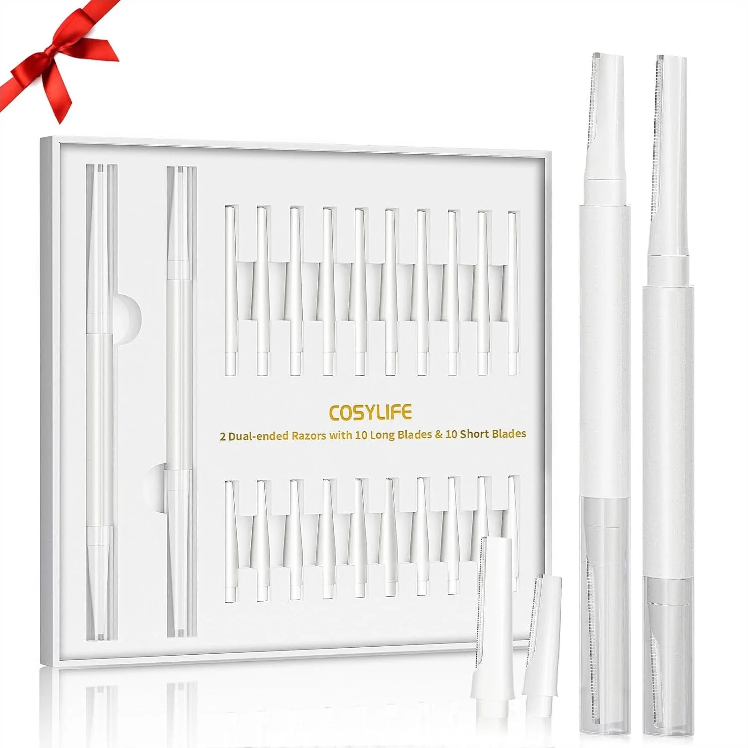 Herramienta de Dermaplaning para Rostro y Cejas, 2 Depiladores de Doble Punta + 20 Recambios de Cuchillas, Depilador Facial Exfoliante para Mujeres, Elimina el Vello Fino