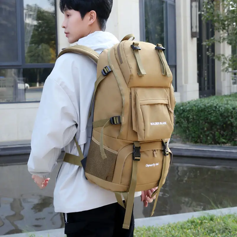 2025 45 لتر في الهواء الطلق على ظهره حقيبة ترحال حقيبة التخييم الرجال والنساء حقيبة السفر طويلة تنزه على ظهره حقيبة مضادة للماء