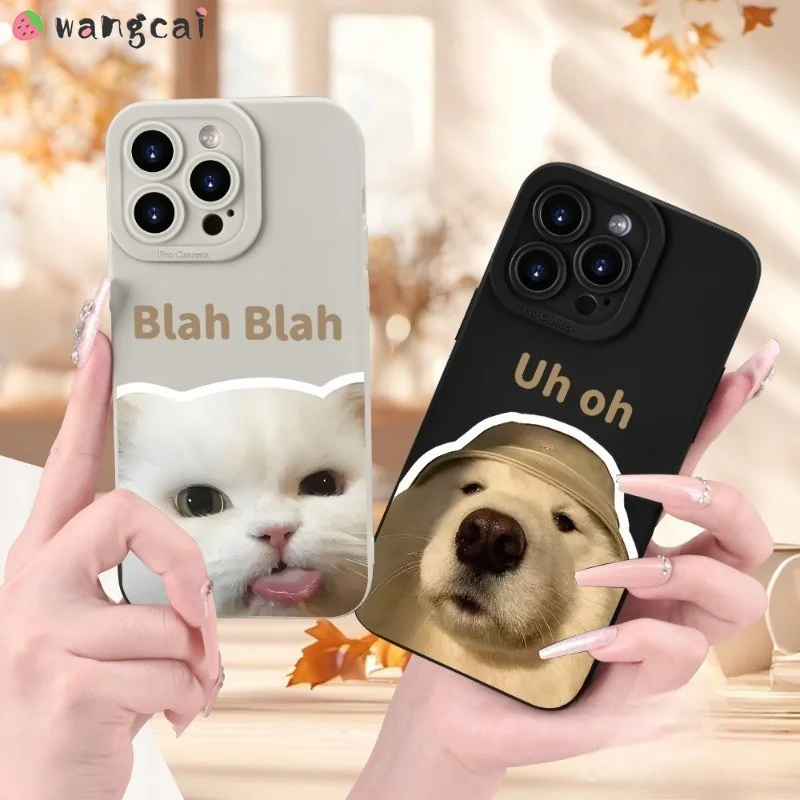 Cute Cat Dog Solid Color Phone Case For Samsung Galaxy M55 M54 M53 M40S M35 M34 M33 M32 M23 M22 F52 F23 F22 Cover