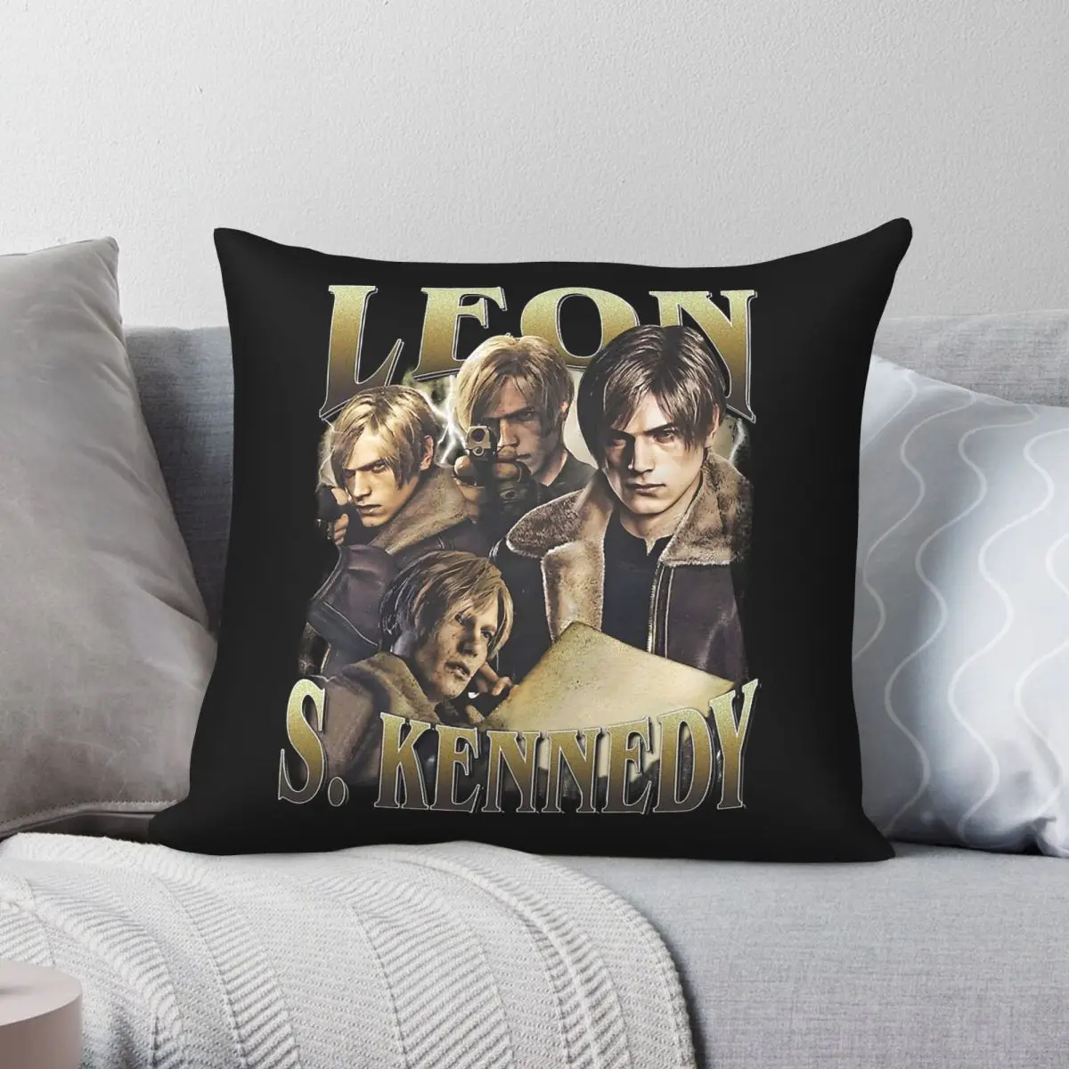 Leon S. Kennedy Vintage Square Pillowcase Polyester Linen Velvet Creative Zip Decor Car Cushion Cover Wholesale