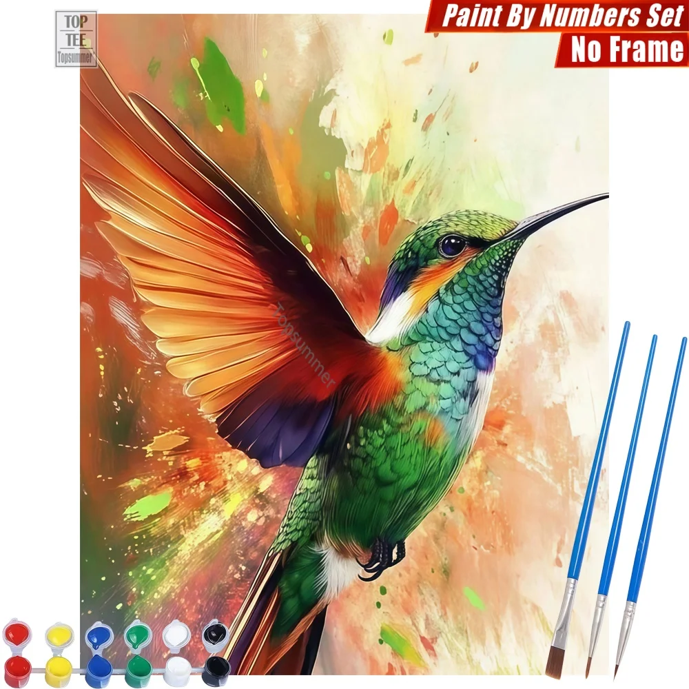 

vibrant hovering hummingbird DIY Paint By Numbers Set - hummingbird hovering colorful Room Decor Mother'S Day Gift For Wife