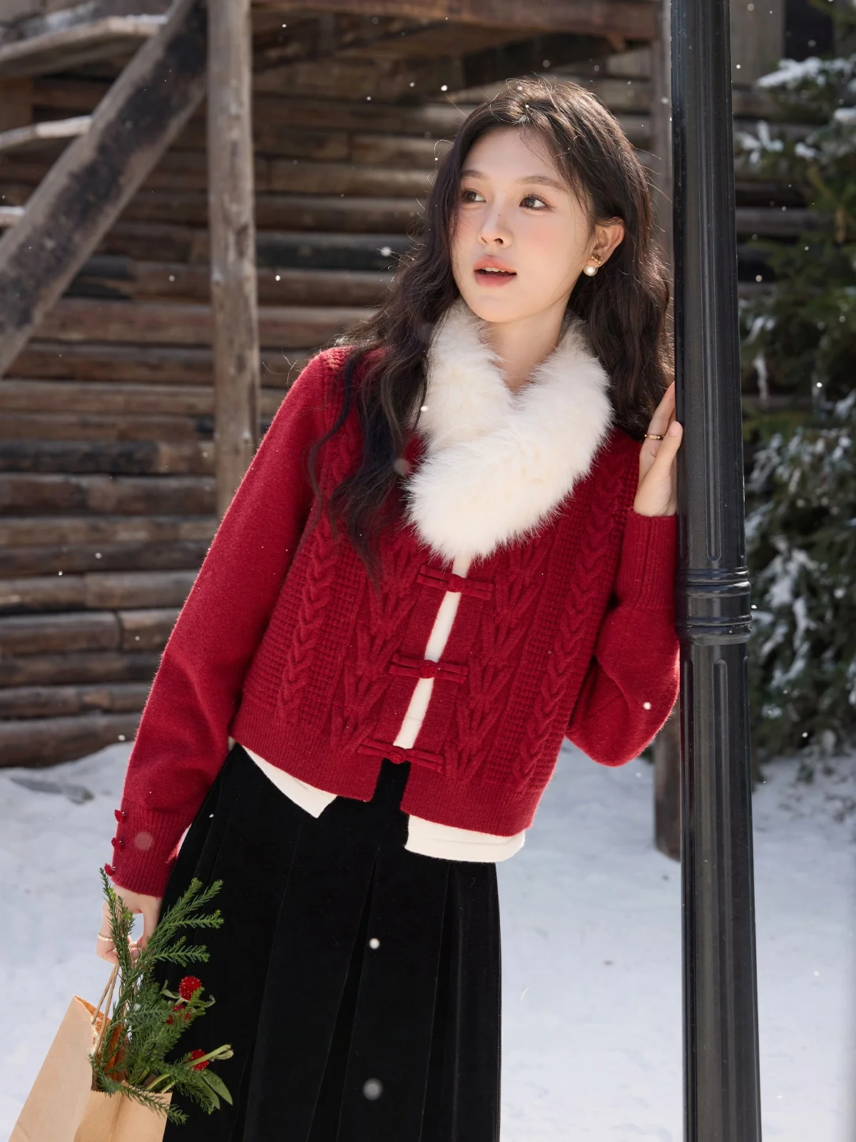 

Red Lazy Sle Women's Sweater Sweet Loose Fit Winter Long Sve round Ne Pullover Single Piece Faionable Casual Top