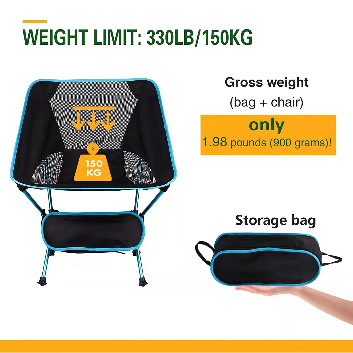 Lightweight folding fishing chair with aluminum alloy frame and 600D Oxford cloth for dining ,hiking and fishing chair