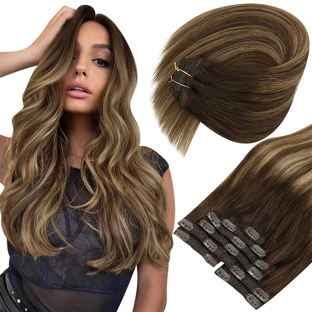 Vesunny Clip In Hair Extension Human Hair Balayage Natuurlijke Human Hair Extension  Human Hair Clip Extension Voor Vrouwen
