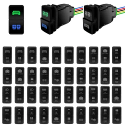 12V Led Dual Button Push Switch Green Blue Light ON OFF For Toyota 4Runner Hilux Prado Landcruiser 4Runner Tacoma Tundra HiAce