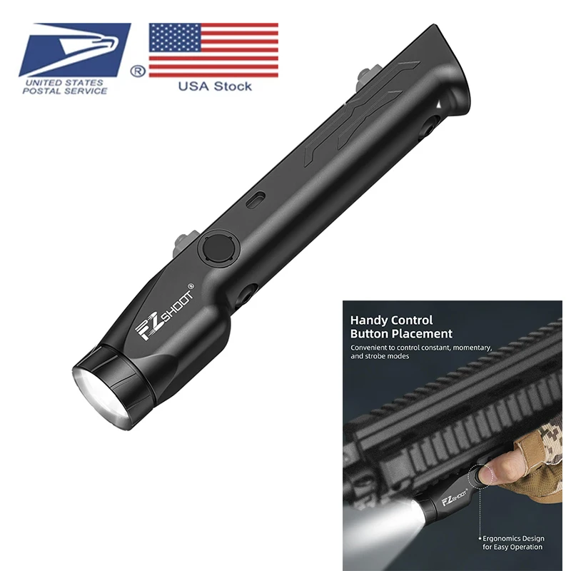 

EZshoot 1700 Lumens Flashlight with High Brightness Rechargeable LED Light with Strobe Mode for M-Rail & Picatinny Rail Hunting