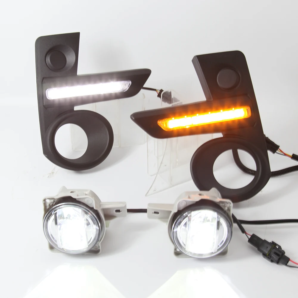 July King LED Fog Lamp Assembly Daytime Running Light DRL for Toyota Raize 2020+, 6000K DRL + Yellow Turn Signals+ Fog Lamp