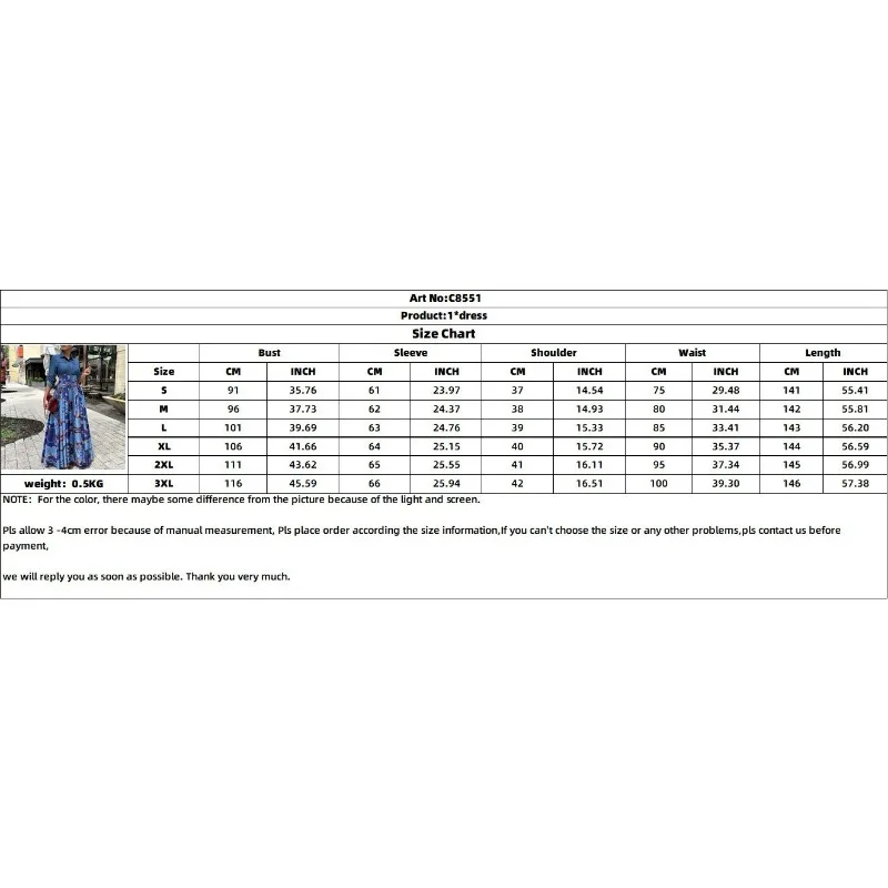 Women's Casual Denim Patchwork Printed Long Dress Temperament Commuting Autumn & Winter Female Fashion High Waist A-line Dresses