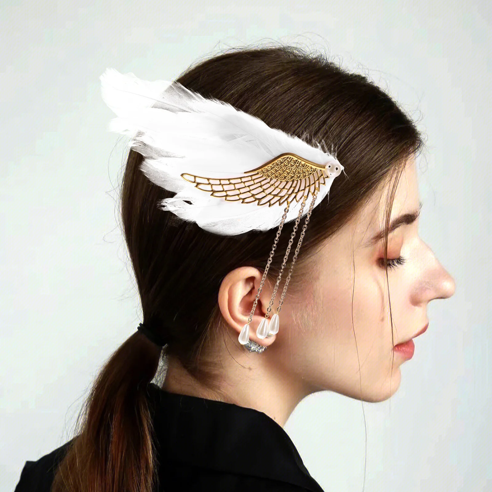 

1 Pair Plume Clip Tassel Hairpin Wedding Clips For Brides Teen Girls Large Tassel Accessories Long Reusable Design