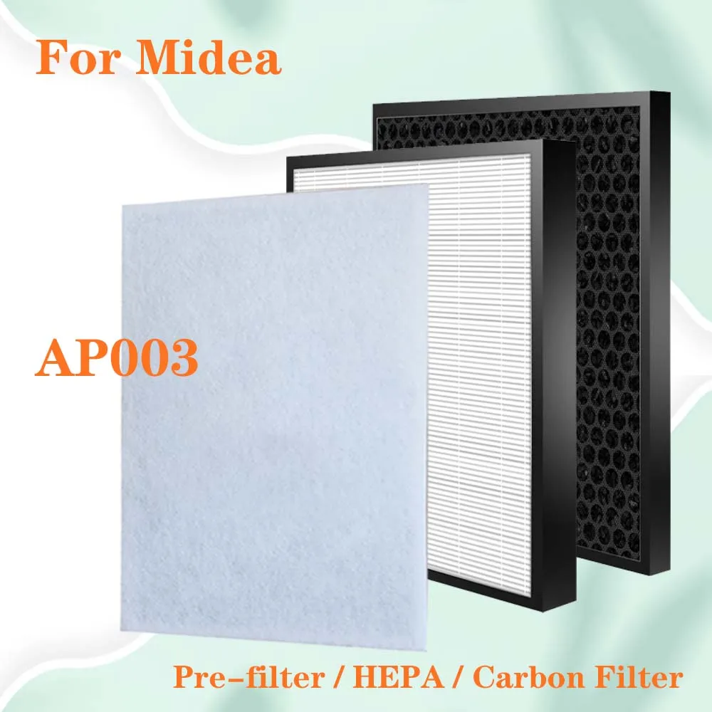 For Midea AP003 Air Purifier Replacement HEPA Filter and Carbon Filter