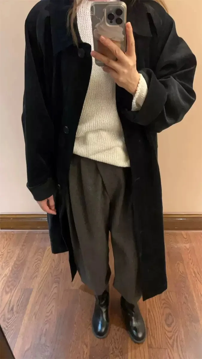 فضفاضة تناسب سروال قصير عباءة Sle Jaet بدوره إلى أسفل طوق خمر الخريف الشتاء جديد وصول المرأة تخفيف Faion معطف #3