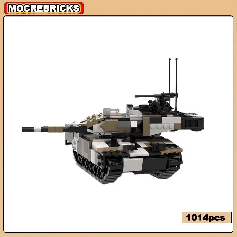 MOC-128954 World War II Military Vehicle Series Leopard 2A6 Tank Building Block Assembly Model Armored Vehicle Brick Toy Gifts