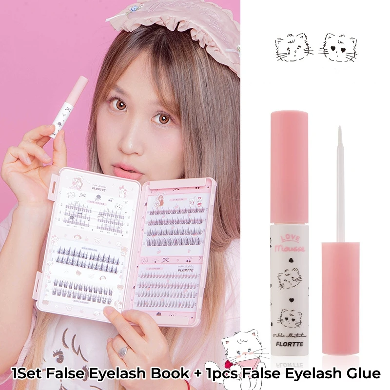 

FLORTTE X MIKKO Co-Branded False Eyelash Book Single 242 Cluster Individual False Eyelashes In Multiple Types Set Glue Makeup