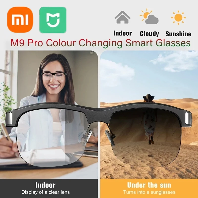 

Xiaomi M9 Pro умные Bluetooth-очки с изменением цвета, анти-УФ-защита от синего света, водонепроницаемые звонки, беспроводные умные солнцезащитные очки