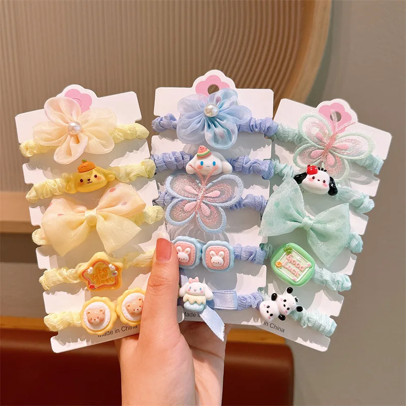 Girl's Super Immortal Flower Small Hair Ring Baby No Harm Hair Tie Ponytail Braid Hair Rope Cute Flower Butterfly Accessories