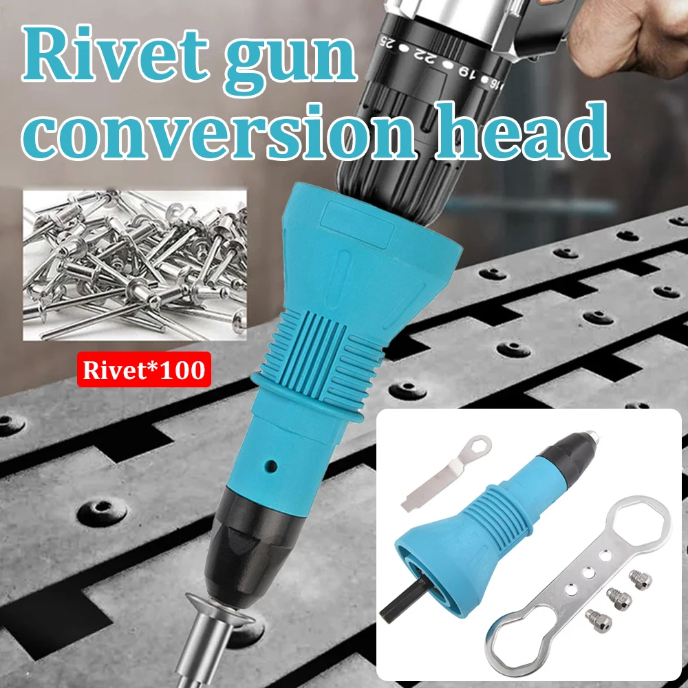 Electric Rivet Nut Gun Pull Drill Riveter Conversion Adapter For Cordless Rivete Nozzle Nut Tool Multifunction Nail Gun Tool