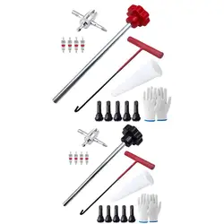 Car Tire Installer Tool Valve Remover Tool 13Pcs Valve Stem Tool Kit Repair Tool Quick Change T-Hook Replacement Car Accessories