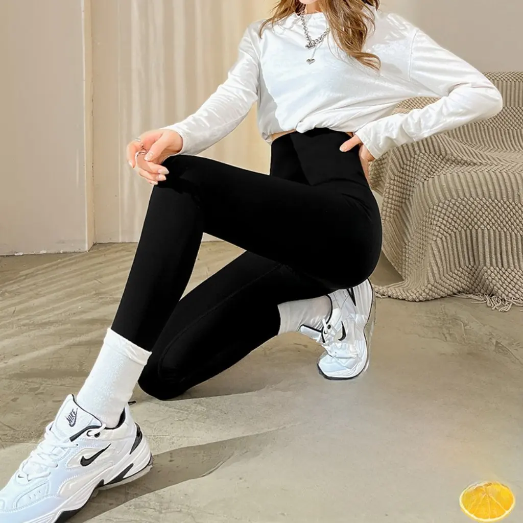 

Women's Black Shark Pants Autumn/Winter Korean Style Thick Slimming Yoga Leggings Compression Flight Outerwear