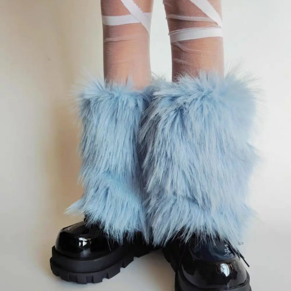 خمر Y2K الشتاء تدفئة الساق Harajuku غطاء للقدم أفخم أغطية الساق Kawaii لوليتا JK فروي تدفئة الساق الشارع الشهير