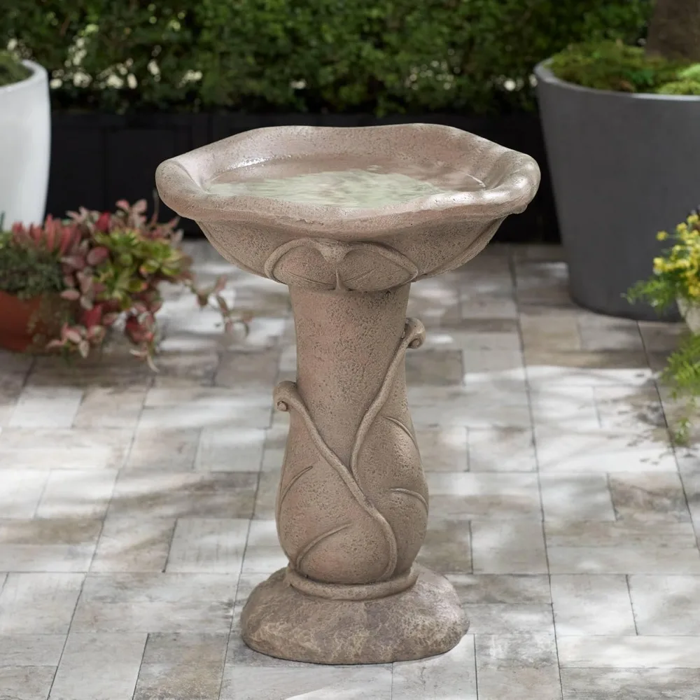 

Missy Water Lily 23 High Large Rustic Outdoor Decor Light Brown Cement Floor Fountain Standing Bird Bath Bowl Water Feature