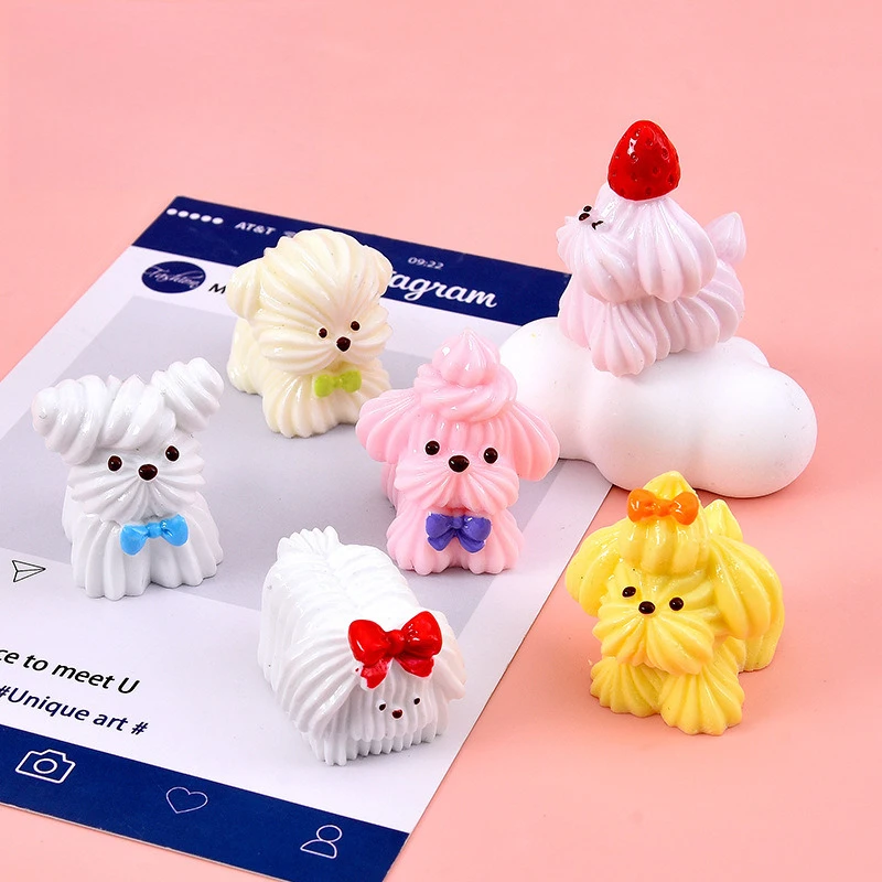 

100pcs Cute Simulated Cake 3D Miniature Dog DIY Accessories for Keychain Doll House Kitchen Decor Craft Wholesale