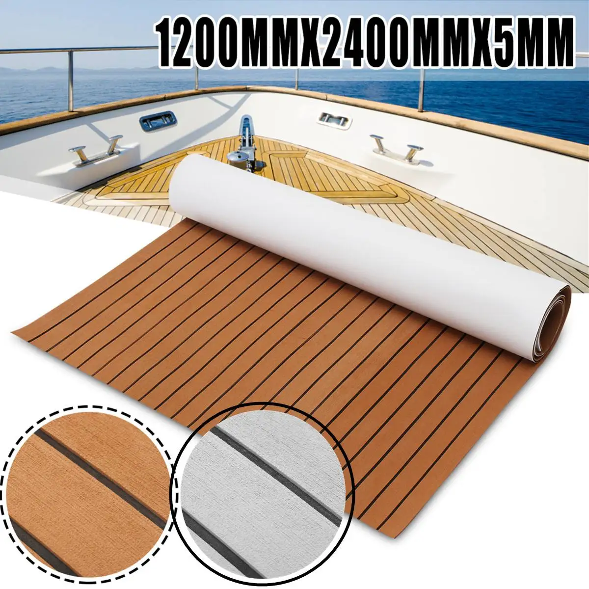 2400x1200x5mm Self-Adhesive EVA Foam Boat Marine Flooring Faux Teak Decking Sheet Marine Striped Yacht Mat Deck Mat Vehicle Pad