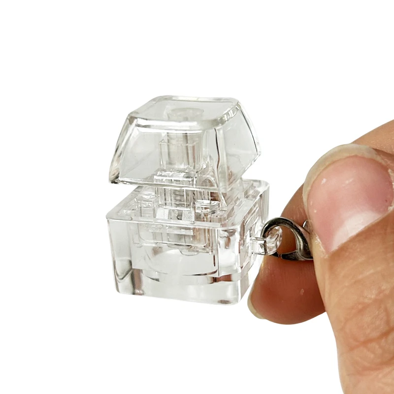 Transparent 1/4 Keys Mechanical Keyboard Tester LED Keyboard Key Toy Stress Relief DIY  Button Keycap  Keychain Toys