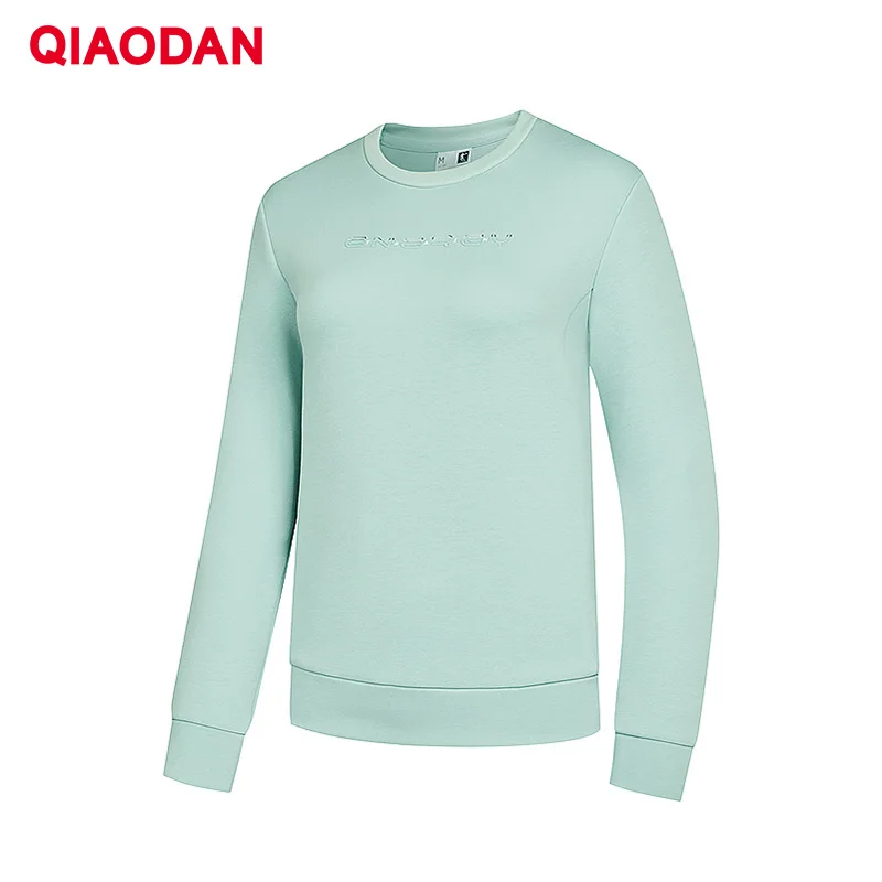 

QIAODAN женская толстовка с круглым вырезом 2025, зимние простые топы с длинными рукавами, теплая дышащая одежда для бега на открытом воздухе EWD12241724