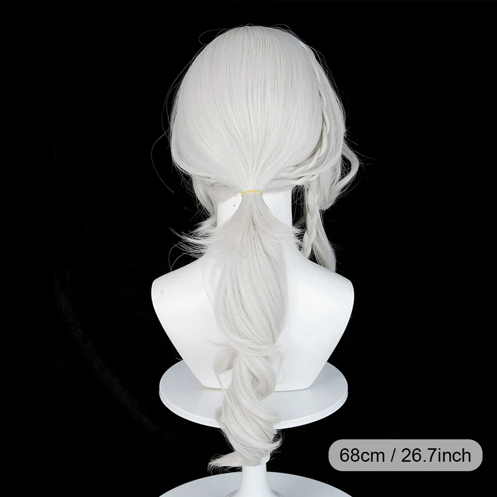 Long Gray Anime Game Cosplay Wigs Middle Part Synthetic Wavy Fluffy Wig Heat Resistant for Daily Party