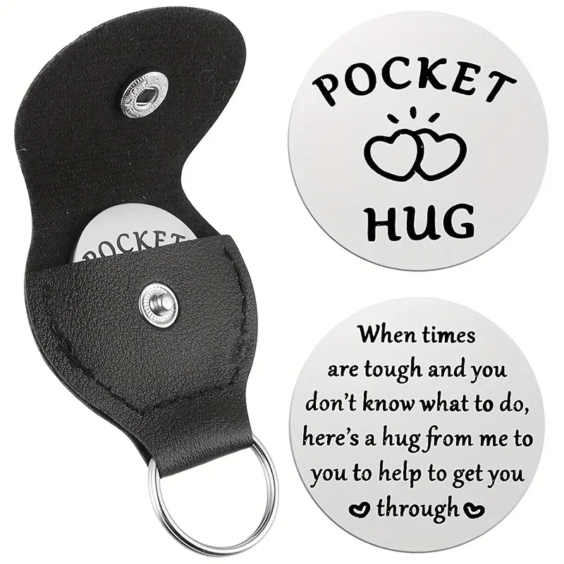 Llavero de acero inoxidable con abrazo de bolsillo, clip para monedas de doble cara con diseño de corazón, regalo de compromiso, llavero Unisex, 1 ud.