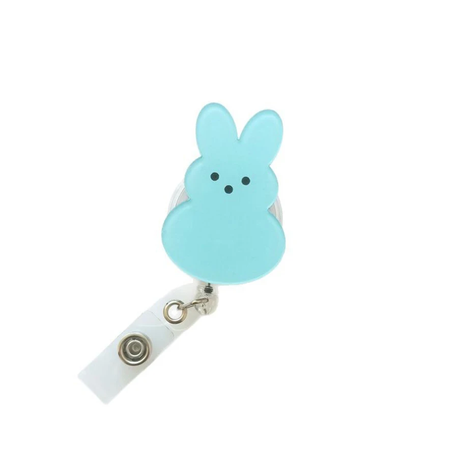 بكرات شارة أرنب عيد الفصح قابلة للسحب - حامل شارة ممرضة مع مشبك التمساح، بكرات شارة لطيفة على شكل أرنب، مشابك شارة الهوية