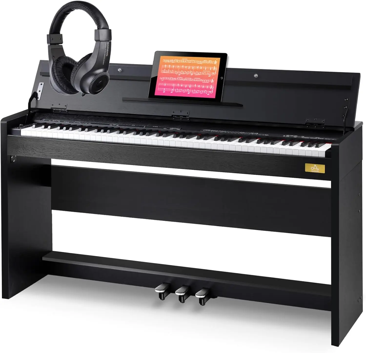 

Weighted Action Digital Piano,Grade Hammer Action Keyboard with Furniture Stand and Triple Pedals for Beginner Kids