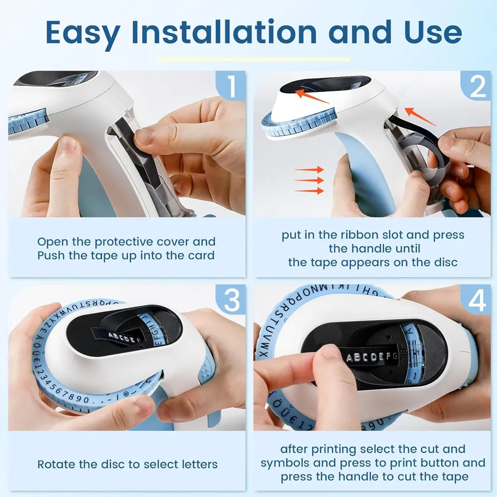 ماكينة نقش ثلاثية الأبعاد، ماكينة نقش الملصقات الرجعية، تتضمن 6 لفات من الملصقات المنقوشة، ماكينة نقش الملصقات المحمولة.