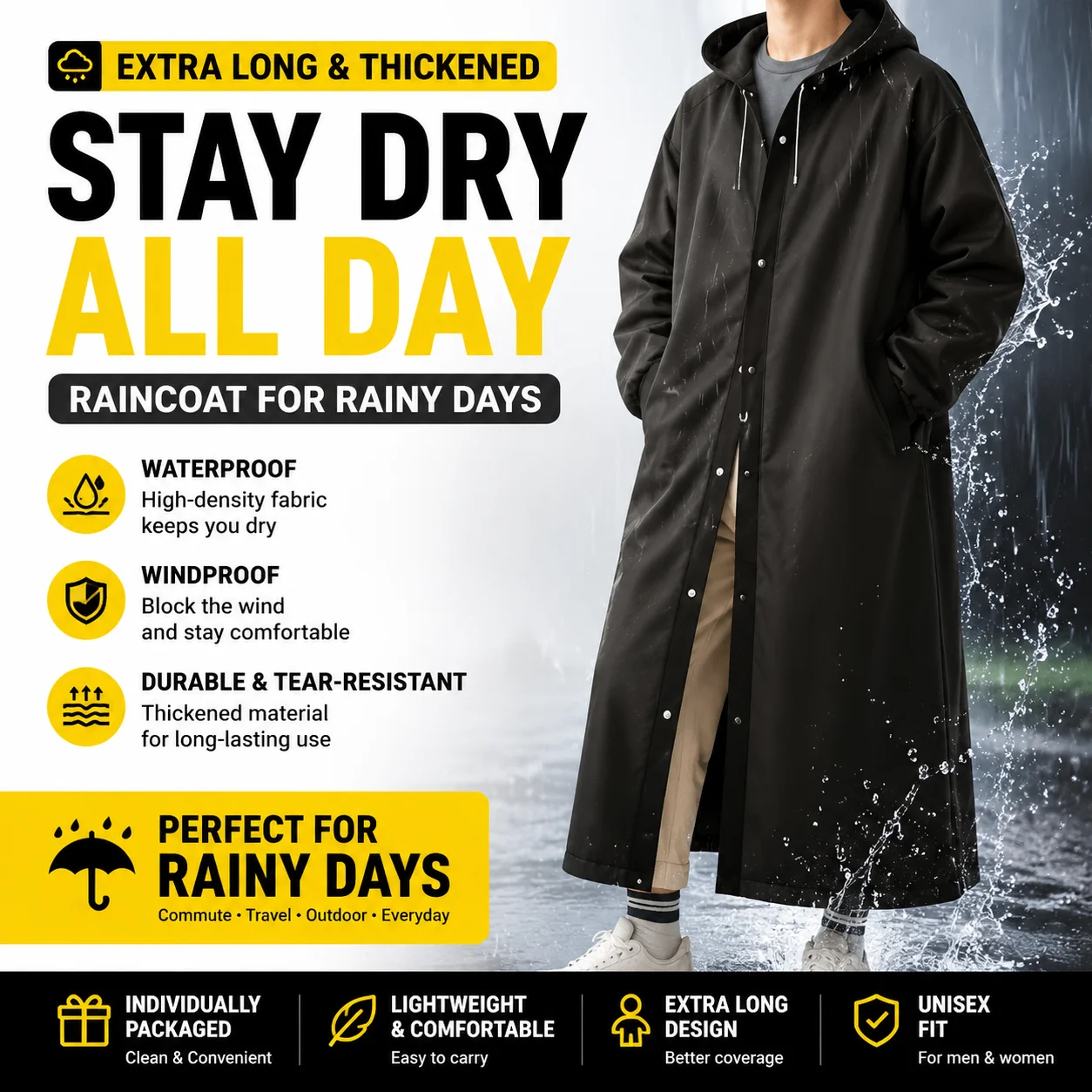 Long Raincoat Full Body Rainstorm Proof Adult Thickened Travel New Portable One-Piece Poncho