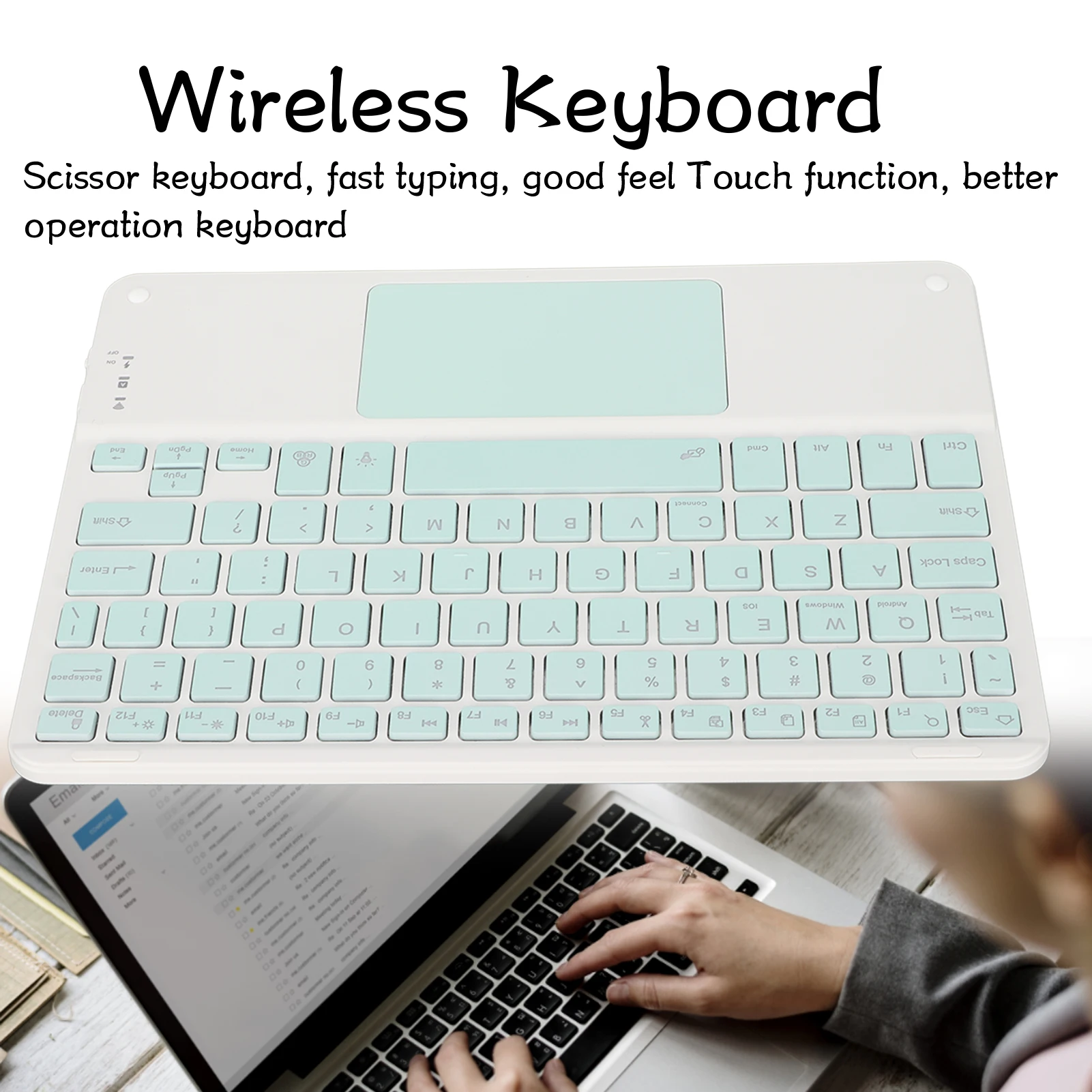 

Wireless Keyboard with Touchpad Ultra Thin Fast Typing Wireless Touchpad Keyboard Quadrate Keycap with RGB Backlight for Office