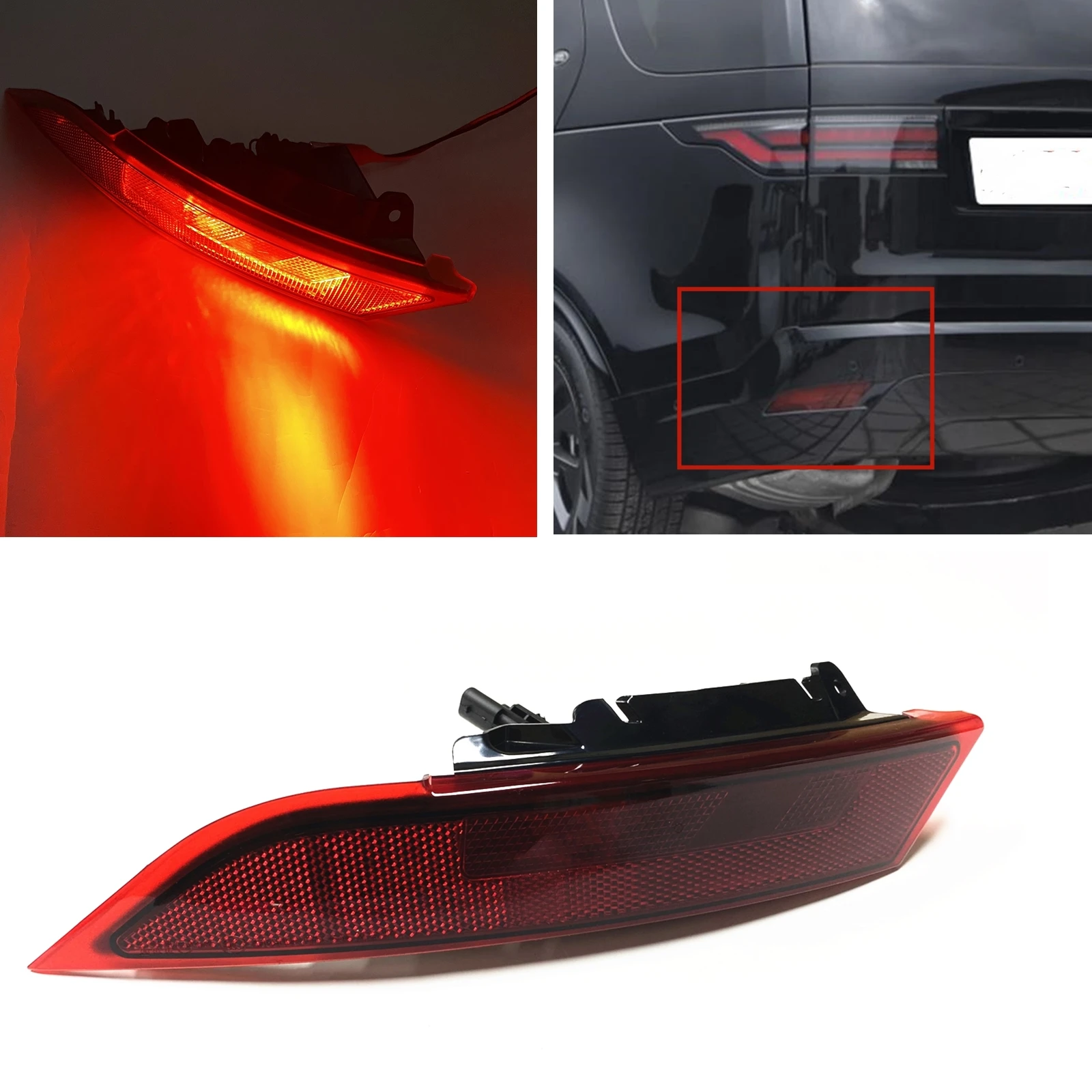 

For Land Rover Discovery 2017+ Rear Side Bumper Lamp Reflector Fog Light Red Tail Signal Reflective Brake Stoplight Bulb Foglamp