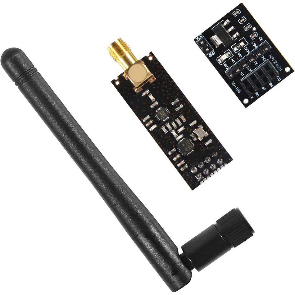 NRF24L01+PA+LNA RF Wireless Transceiver Module SMA Antenna 2.4 GHz + NRF24L01 8 Pin Socket Breakout Adapters for Antenna LKY67