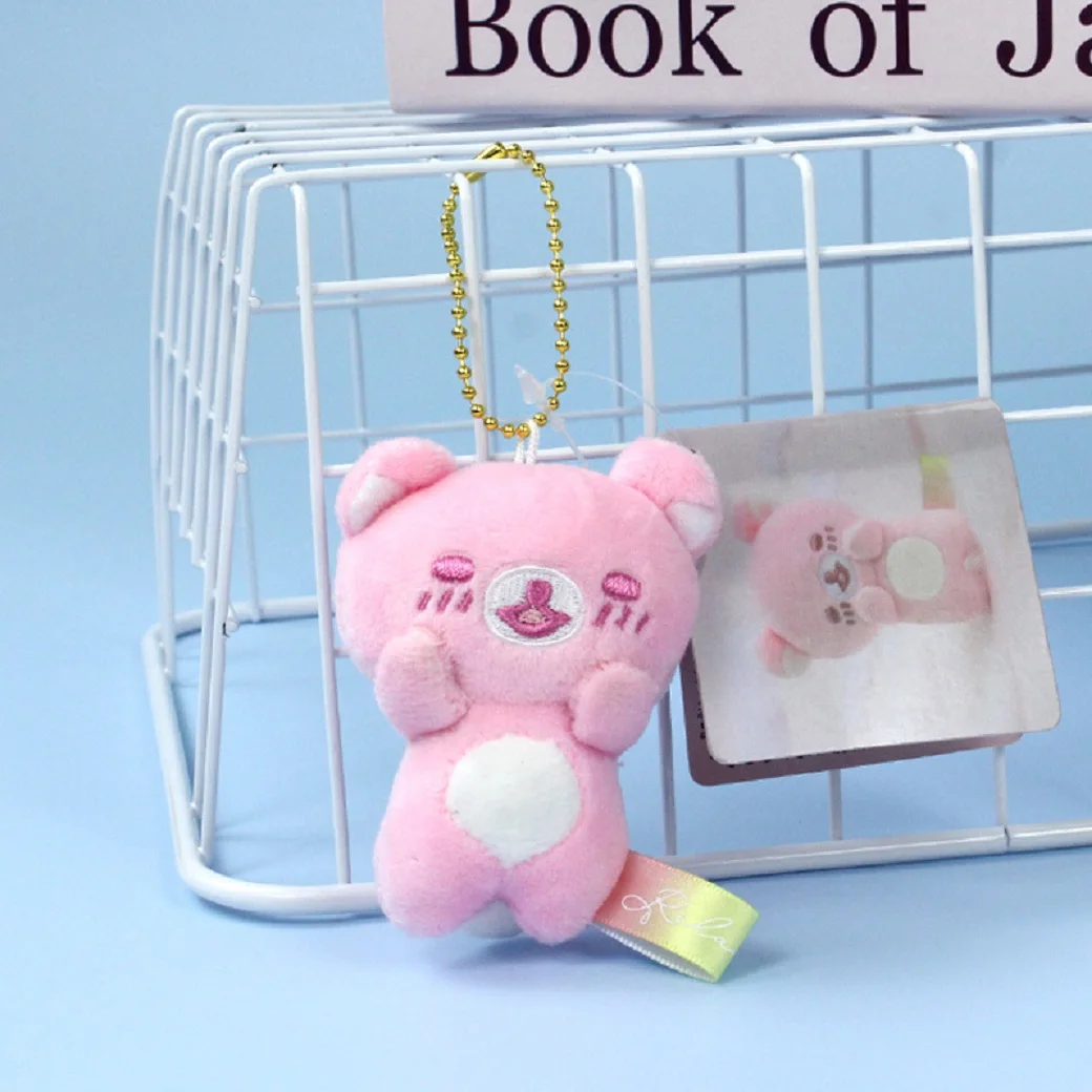 Mini llavero de juguete de peluche Rilakkuma de 9CM, accesorio para después de la lluvia y el sol, oso de dibujos animados suave, bolso de peluche de arcoíris, regalos para niños