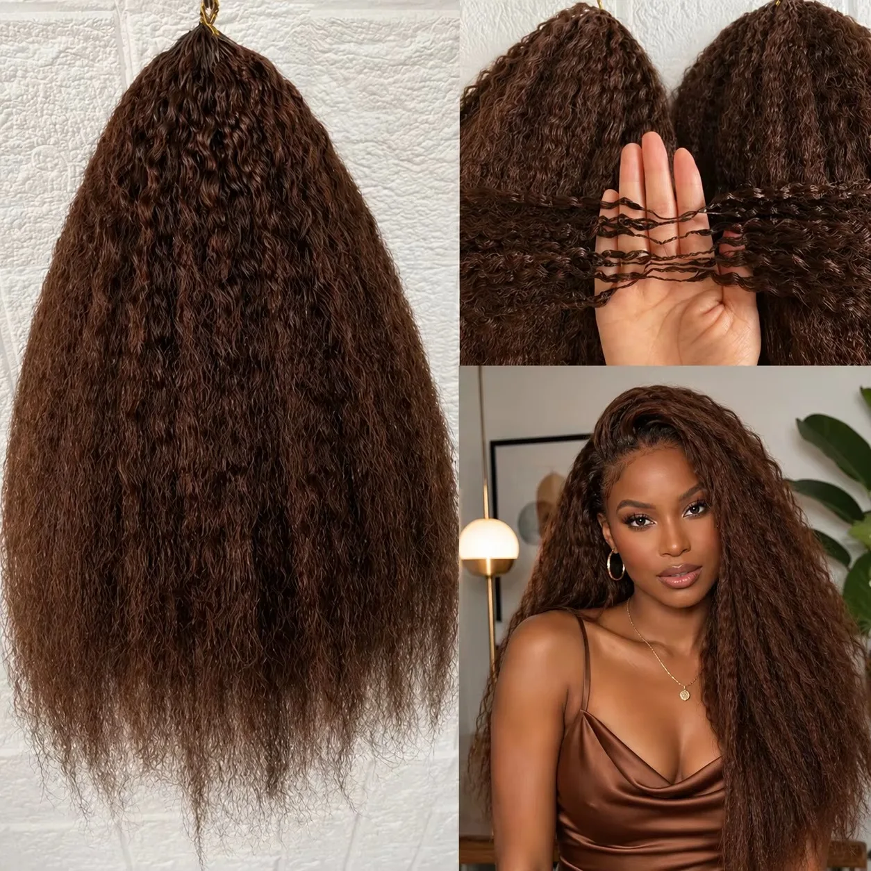 Smilegir 5 Pack Kinky Straight Crochet Hair 30 Inch 60g/Pack Knotless Feather Pre-Separated Crochet Braids Soft Crochet Hair Light Weight Reusable Brazilian Hair Extension for Women