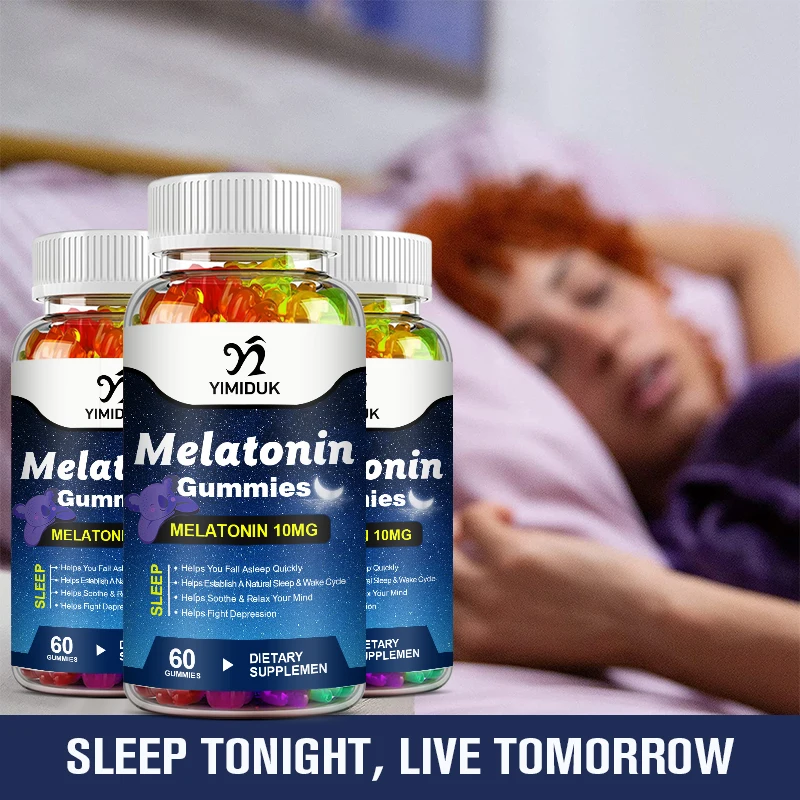 Melatonin Gummies 10 mg Adult Sleep Supplement Help Deep Sleep Save Relieve Insomnia Melatonin for Audlt Middle-aged Elderly