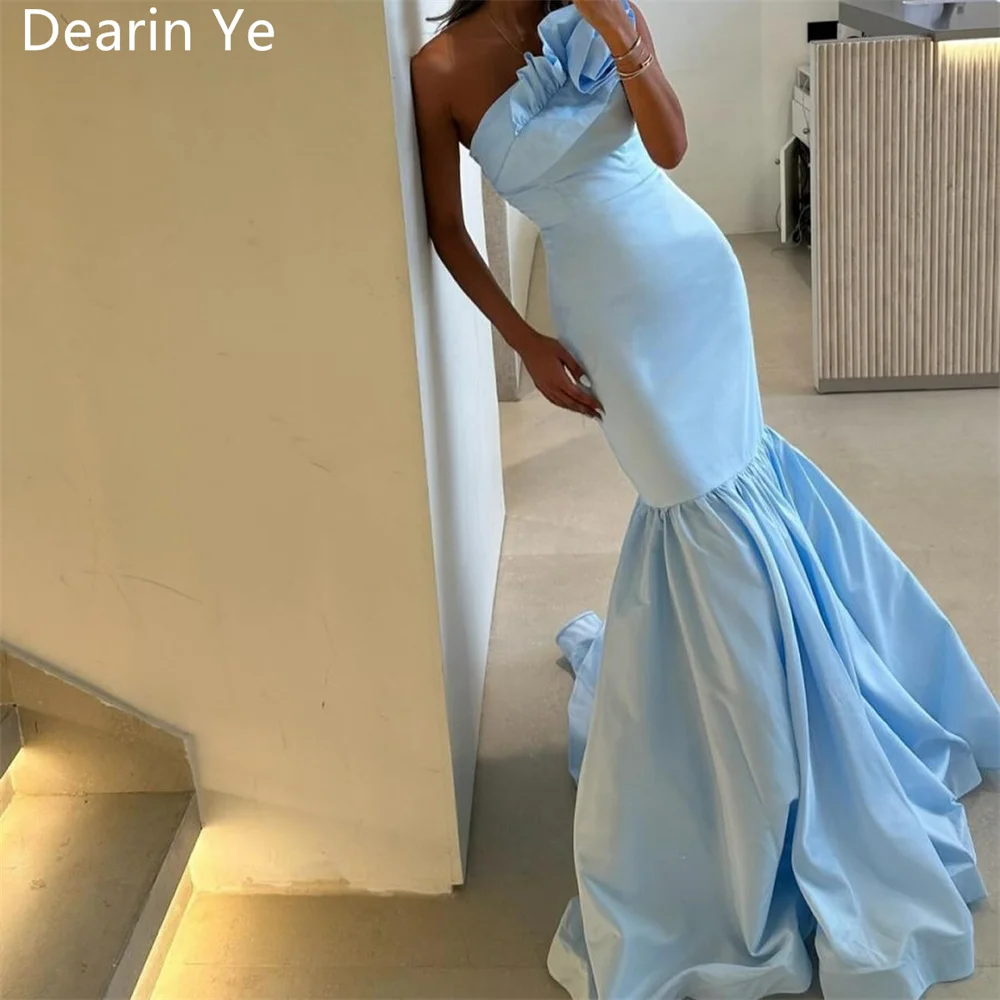 

Evening Gown Formal Dearin Strapless Trumpet Floor Length Skirts Draped Hugging Sleeveless Bespoke Occasion Dresses Saudi Arabia