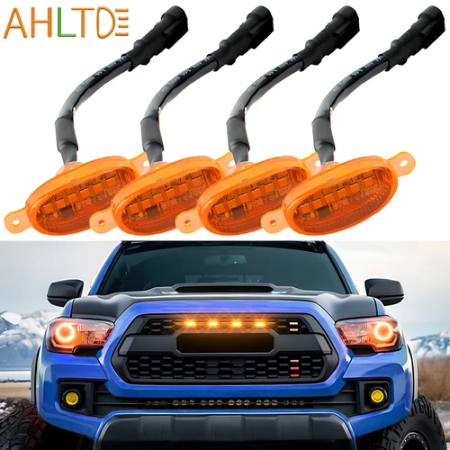 Imagen 1 del producto 4 Uds. Luz de rejilla de coche 6led bombilla de señal antiniebla amarilla advertencia decorativa lámpara de circulación diurna LED 12V camioneta automática impermeable