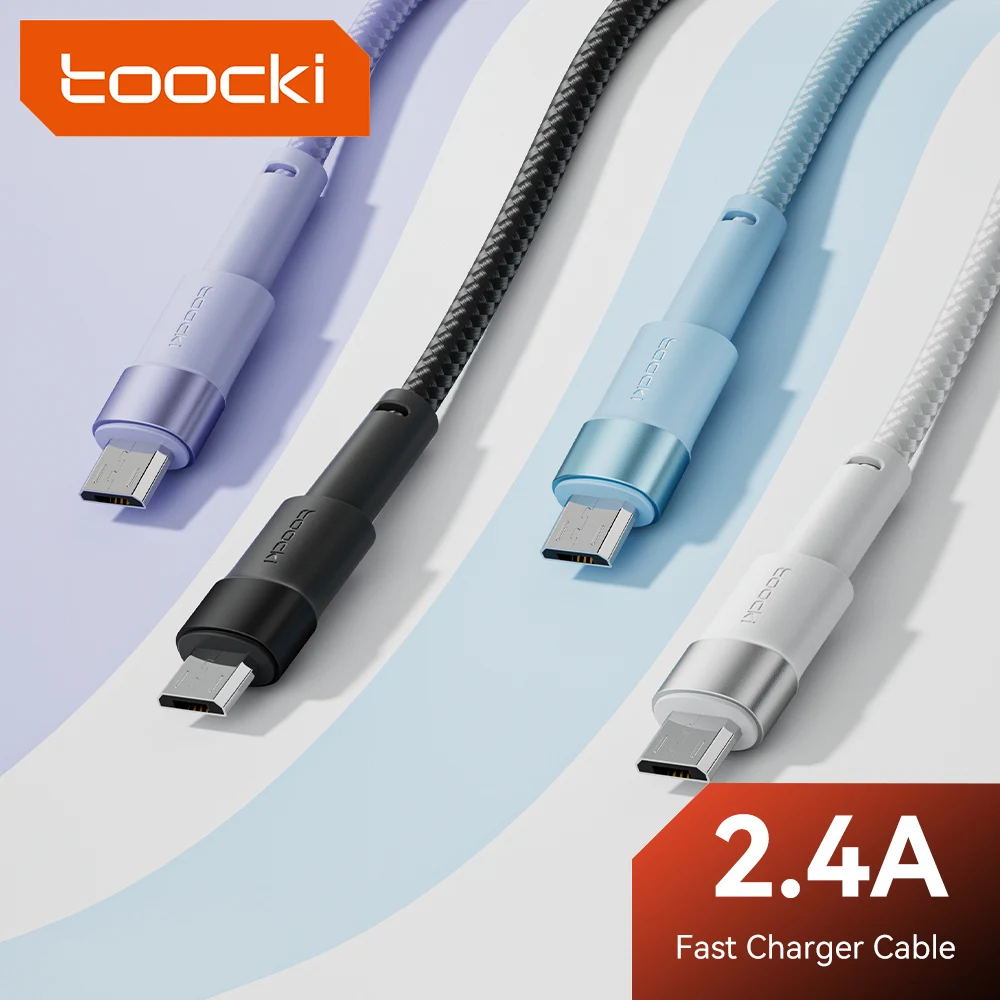 

Toocki 2.4A Micro USB Fast Charging Cable for Fan Earphones Colorful USB A to Micro Braided Wire Data Cord for Xiaomi Samsung