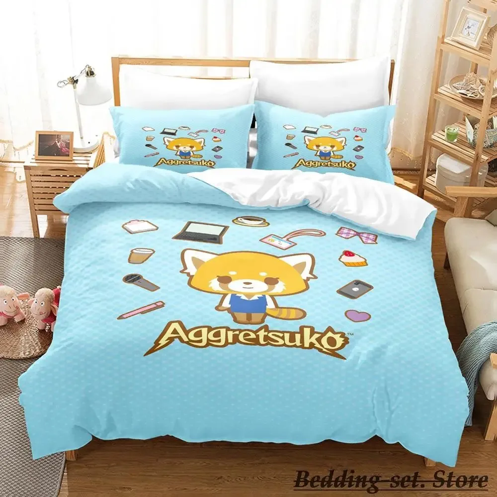 Aggretsuko Bedding Set Single Twin Full Queen King Size Bed Set Aldult Kid Bedroom Duvetcover Sets Anime parure de lit Bed